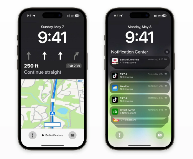 信宜苹果维修服务分享iOS17锁屏地图导航半屏显示长什么样 